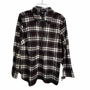 Chaps Main Cabin Flannel 3/4 Zip Front Top - 1X, NWT